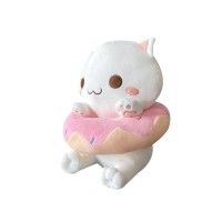 10″ White Donut Peach Cat Plush Doll